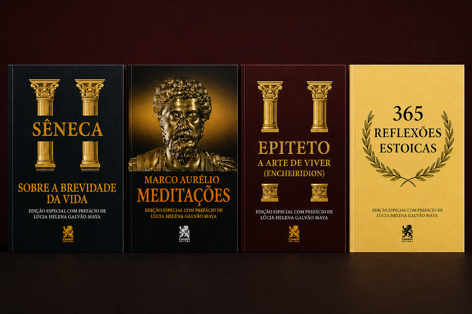 Os quatro livros da Biblioteca Estoica Grandes Mestres